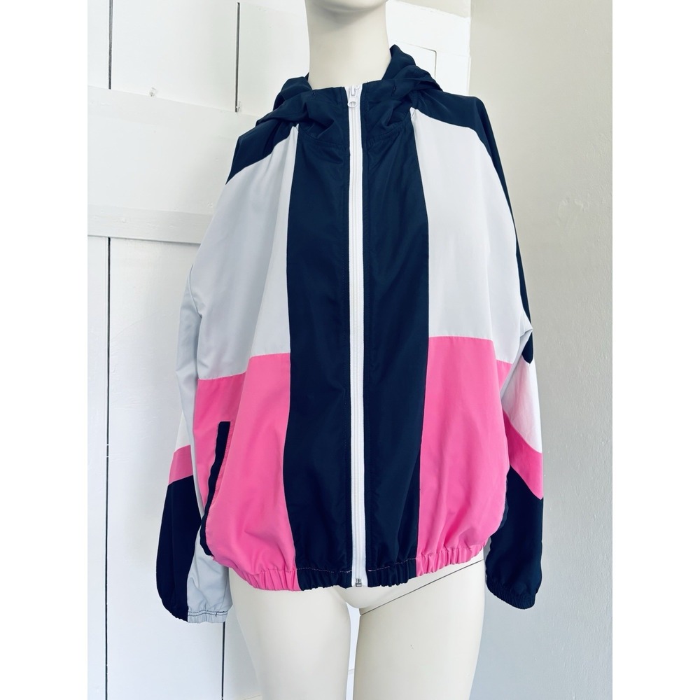 Betsey Johnson Performance Womens Medium Colorblock Windbreaker Jacket Pink Blue